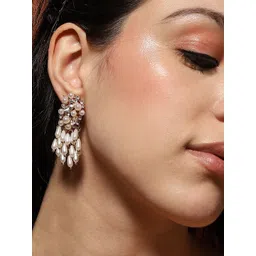 SOHI Women Gold-Plated Oval Drop Earrings-picture-20