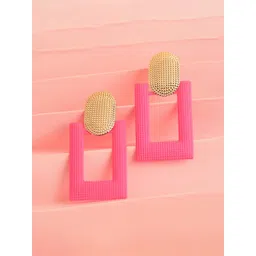 SOHI women Gold Plated Pink Geometric Drop Earrings-picture-26