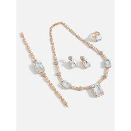 SOHI Women Gold-Plated White Stone-Studded & Beaded Jewellery Set image 3