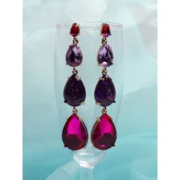 SOHI Women Pink and Purple Contemporary Drop Earrings-picture-21