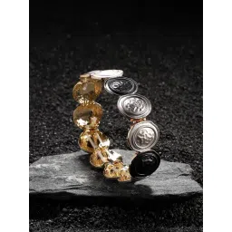 Sohi Women's Black & Silver Textured Circles Bracelet-picture-26