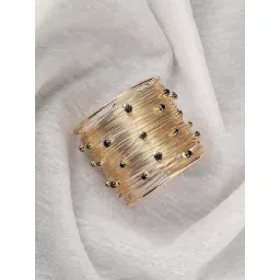 Sohi Women's Ribbed Wire Statement Bracelet - Metallic Gold-picture-39