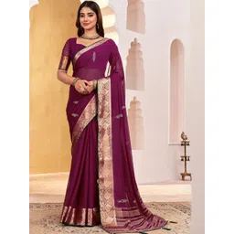 SOHINI NX Women Ethnic Motifs Zari Pure Chiffon Saree-picture-12