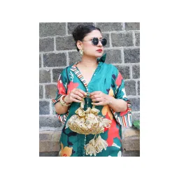 Soho Boho Studio Delilah Bloom Gold Round Potli Bag-picture-11