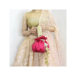 Soho Boho Studio Fuchsia Gleam Round Potli Bag-picture-20