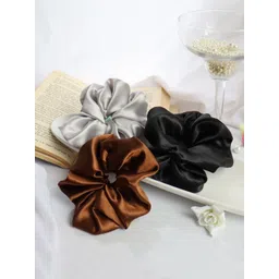 Soho Boho Studio Women Black & Brown Set of 3 Ponytail Holders-image-45