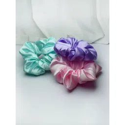 Soho Boho Studio Women Turquoise Blue & Lavender Set of 3 Scrunchies-picture-18
