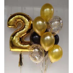 soi Solid Gold Number 2 Balloon with Confetti Balloon Gold 2nd Birthday Balloons Balloon-picture-16