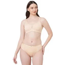 Soie Beige Non-Padded Non-Wired Full Coverage Bra & Panty Set-picture-38
