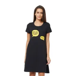 Soie Black Cotton Printed Sleep T-Shirt-picture-12