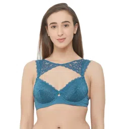 Soie Blue Under Wired Non Padded Balconette Bra-picture-43