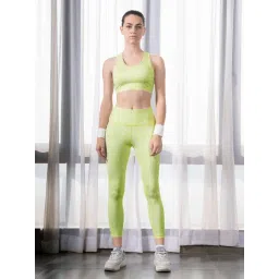 Soie Green Abstract Bra With Leggings-picture-47