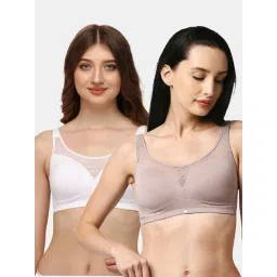 Soie Light Brown & White Full Coverage Non-Wired T-Shirt Bra - Pack of 2-picture-43