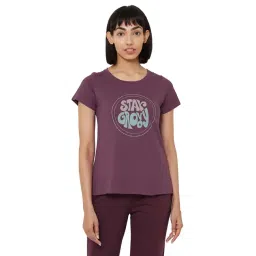 Soie Maroon Printed Lounge T-Shirt-picture-11