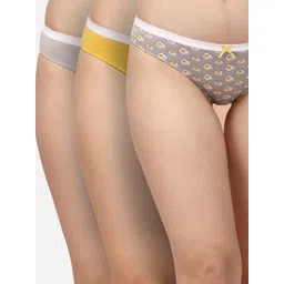 Soie Mid Rise Medium Coverage Solid and Printed Cotton Stretch Brief Panty (Pack of 3)-picture-17