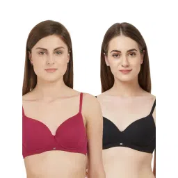 Soie Multicolor Non Wired Padded T-Shirt Bra - (Pack Of 2)-picture-15