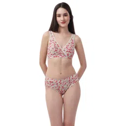 Soie Multicolor Printed Non-Padded Non-Wired Bra & Panty Set-picture-25