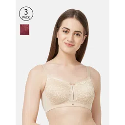 SOIE Pack Of 2 Full Coverage Non-Padded Non-Wired Lace Bras-picture-30