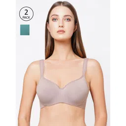 SOIE Pack of 2 Full Coverage Padded Wired Sweetheart Neckline Seamless Cups Bra-picture-25