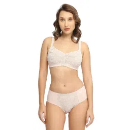 Soie Peach Self Design Non-Wired Non-Padded Bra & Panty Set-picture-18