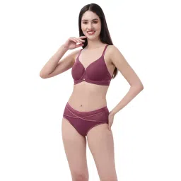 Soie Purple Padded Under-Wired Bra & Panty Set-picture-24