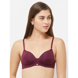 Soie Purple Solid Non-Wired Lightly Padded T-shirt Bra-picture-17
