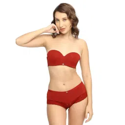 Soie Red Under-Wired Padded Bra & Panty Set-picture-38
