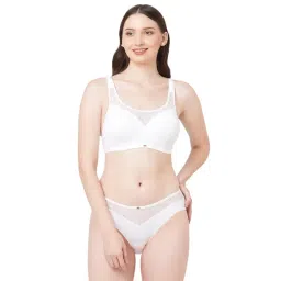Soie White Padded Non-Wired Full Coverage Bra & Panty Set-picture-21