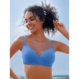 Soie Women Lightly Padded Non-wired Full Coverage Cotton T-shirt Bra with Lace Trim-picture-38