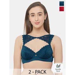 SOIE Women Medium Coverage Non Padded Wired Demi Cup Bra with Detachable Lace Harness-picture-21