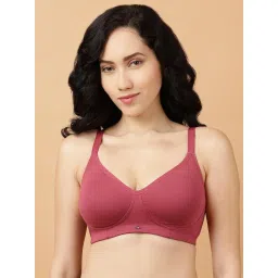 SOIE Women Non Padded Non Wired Full Coverage Cotton Spandex Encircled T-Shirt Bra Pink-picture-33
