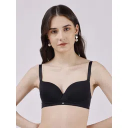 SOIE Women Semi/ Medium Coverage Padded Non-Wired T-shirt Bra CB-133BLACK-BLACK-picture-18