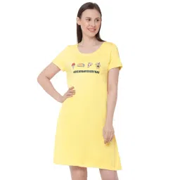 Soie  Yellow Printed Night Dress-picture-39