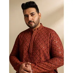 SOJANYA PLUS Embroidered Mandarin Collar Straight Pure Cotton Kurta-picture-34