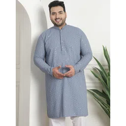 SOJANYA PLUS Ethnic Motifs Embroidered Mandarin Collar Sequinned Cotton  Kurta-picture-18