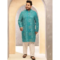 SOJANYA PLUS Floral Printed Band Collar Straight Kurta With Pyjamas-picture-32