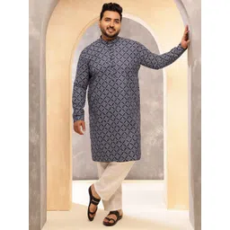 SOJANYA PLUS Floral Printed Mandarin Collar Straight Kurta With Pyjama-picture-14