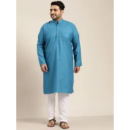 SOJANYA PLUS Men Blue Pure Cotton Kurta-picture-10