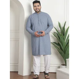 SOJANYA PLUS Men Embroidered Regular Sequinned Pure Cotton Kurta with Churidar-picture-32