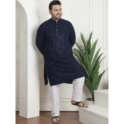 SOJANYA PLUS Men Ethnic Motifs Embroidered Regular Sequinned Pure Cotton Kurta with Pyjamas-picture-33