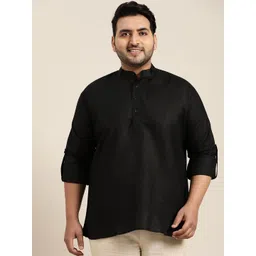 SOJANYA PLUS Men Plus Size Black Pure Cotton Solid Straight Kurta-picture-18