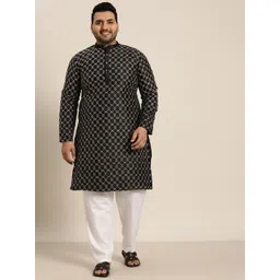 SOJANYA PLUS Men Plus Size Embroidered Regular Kurta With Pyjamas-picture-30