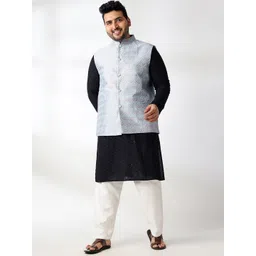 SOJANYA PLUS Men Plus Size Ethnic Motifs Embroidered Cotton Kurta with Pyjamas-picture-34