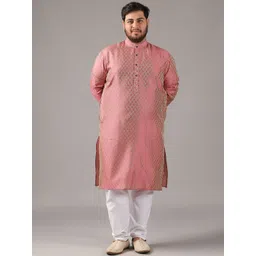 SOJANYA PLUS Size Ethnic Motifs Woven Design Band Collar Straight Kurta-picture-22