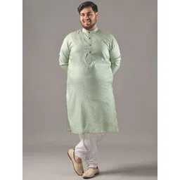 SOJANYA PLUS Size Ethnic Motifs Woven Design Band Collar Straight Kurta-picture-21