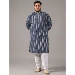 SOJANYA PLUS Size Floral Embroidered Thread Work Band Collar Straight Kurta-picture-37