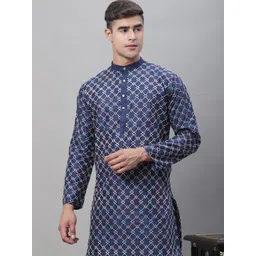 SOJANYA Band Collar Embroidered Cotton Silk Kurta-picture-15
