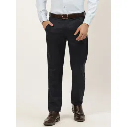 Sojanya Black Cotton Regular Slim Fit Flat Front Trousers-picture-26