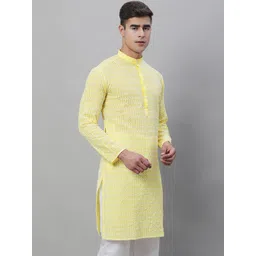 SOJANYA Embroidered Geometric Mandarin Collar Pure Cotton Kurta-picture-31
