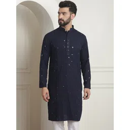 SOJANYA Embroidered Mandarin Collar Long Sleeves Straight Kurta image 1